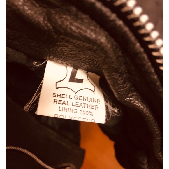 VINTAGE Gen 30 yr old black leather biker jacket - Picture 7 of 7